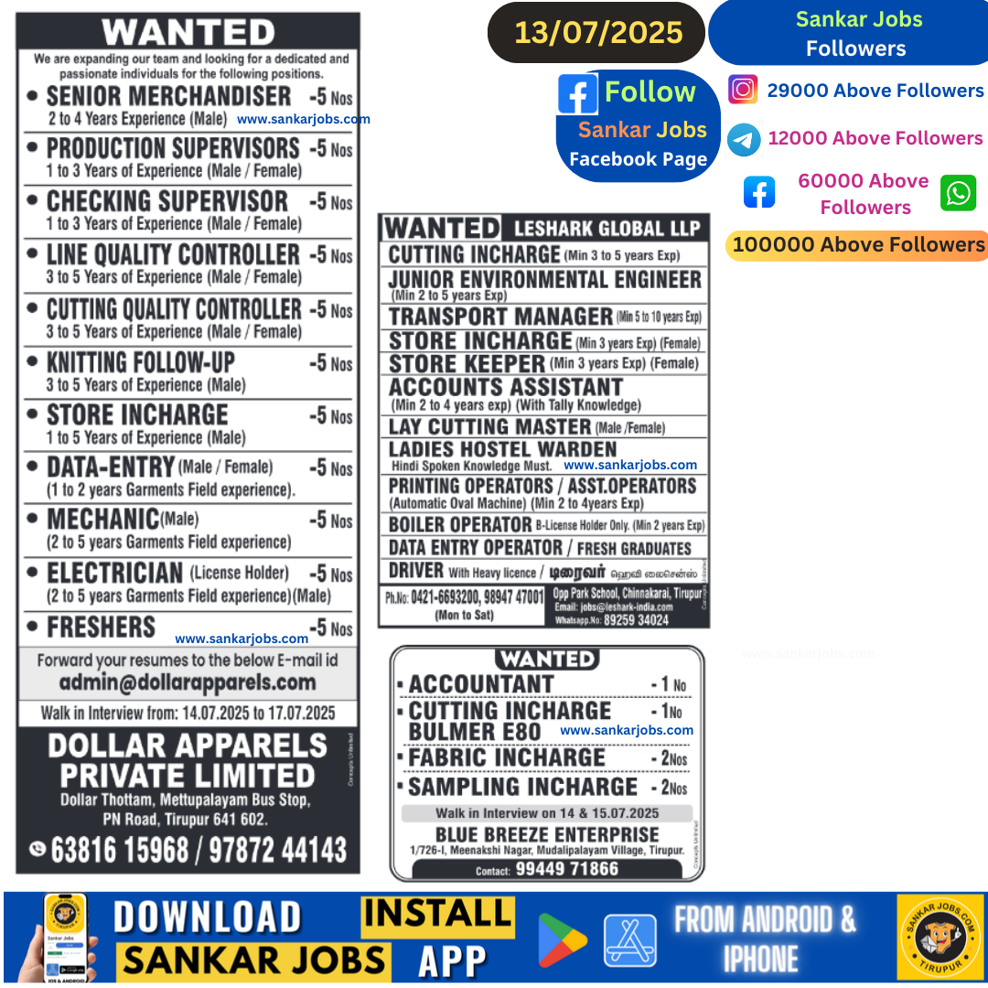 Garment Jobs