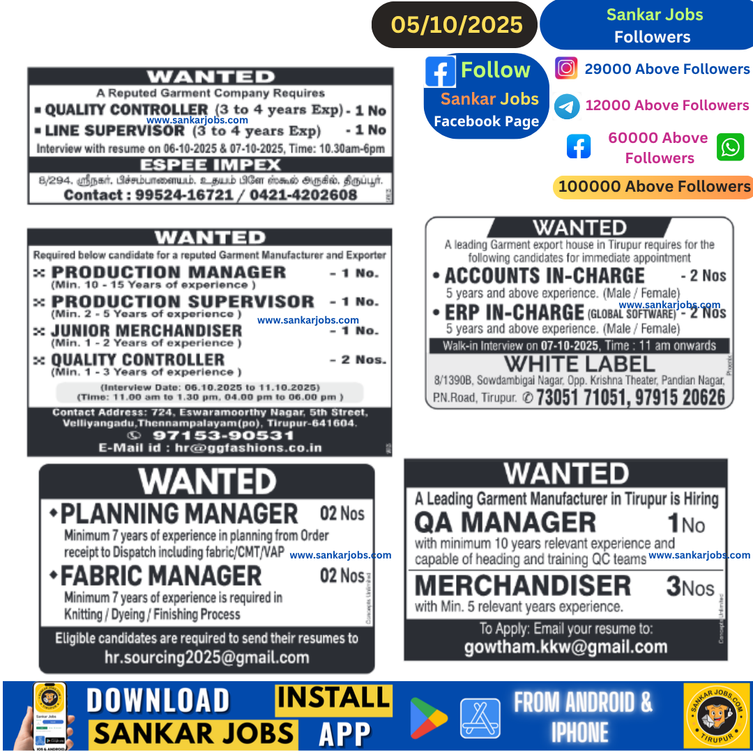 Garment Jobs